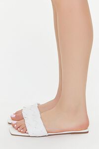 WHITE Crosshatch Faux Leather Sandals, image 2