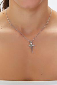 SILVER Upcycled Cross Charm Necklace, image 1