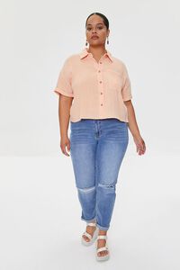 GEORGIA PEACH Plus Size Cotton Pocket Shirt, image 4