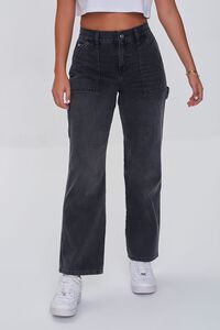 WASHED BLACK High-Rise Cargo Jeans, image 2