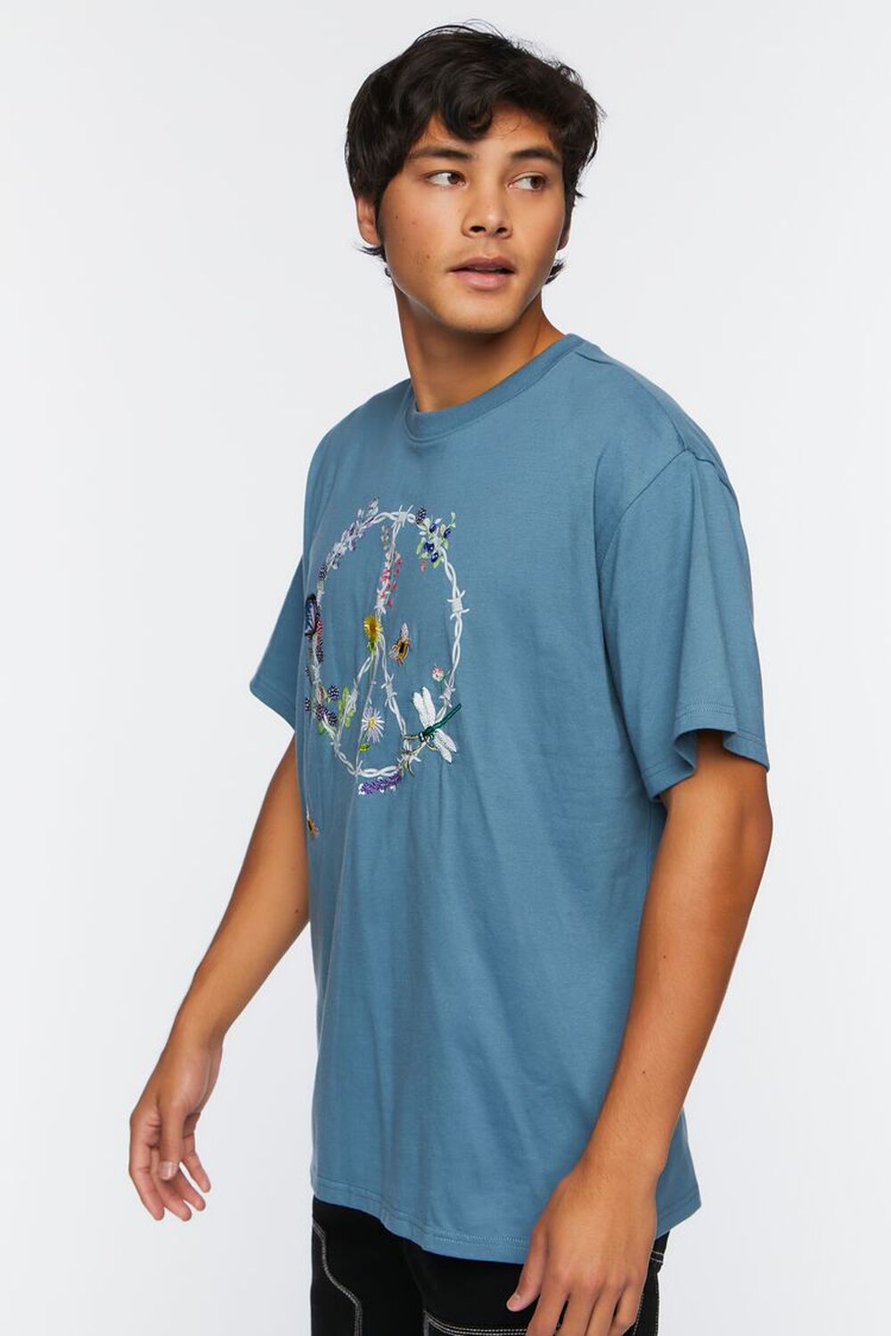 BLUE/MULTI Barbed Wire Peace Sign Graphic Tee, image 2