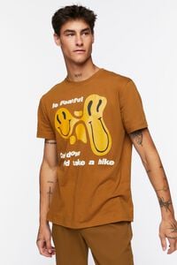TAN/MULTI Organically Grown Cotton Happy Face Graphic Tee, image 1