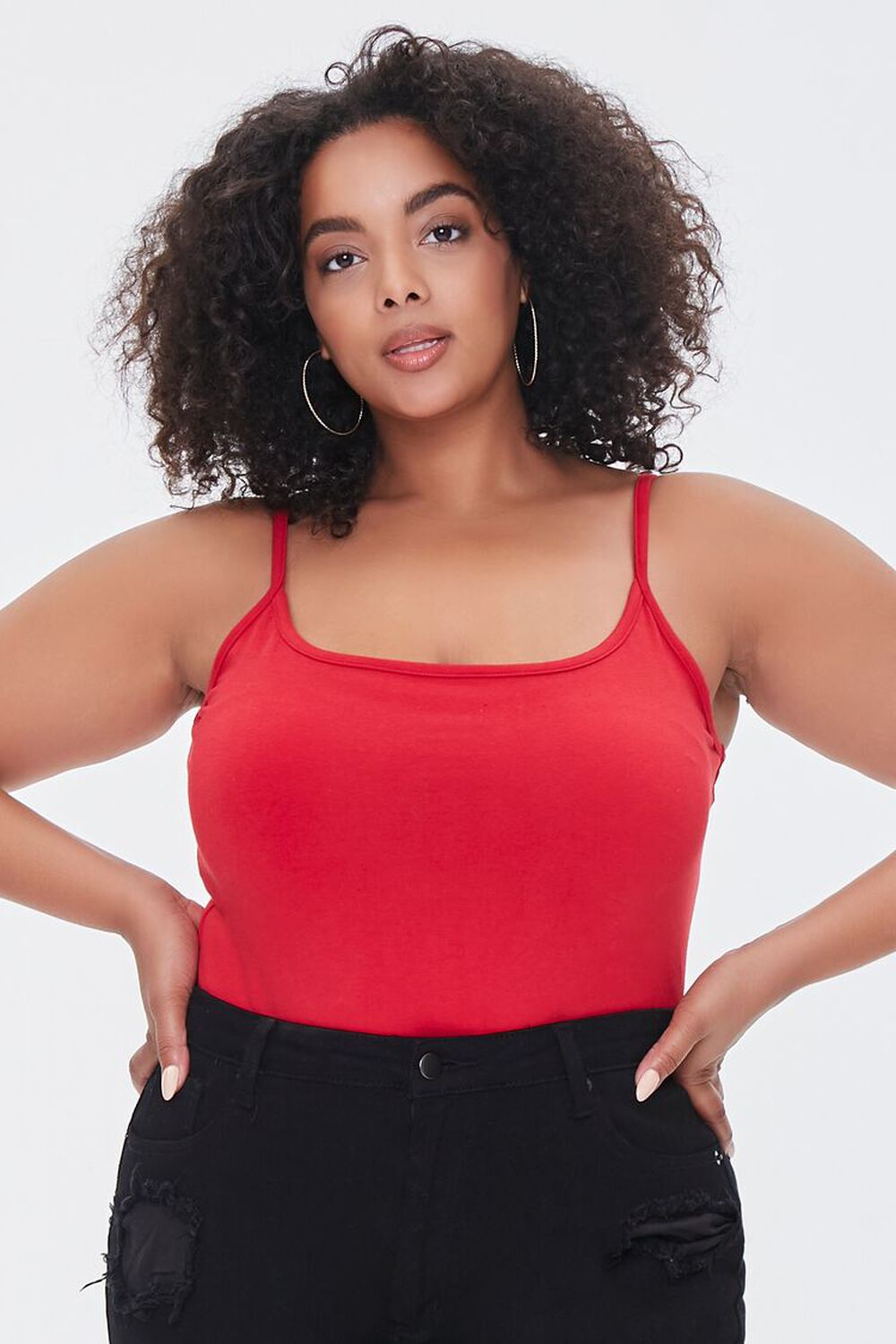 RED Plus Size Basic Organically Grown Cotton Bodysuit, image 1