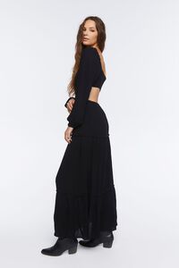 BLACK Cutout Maxi Peasant Dress, image 2