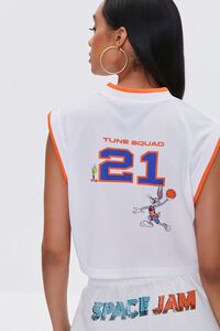 WHITE/MULTI Cropped Space Jam Basketball Jersey, image 3