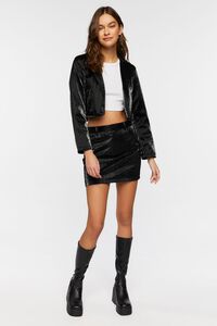 BLACK Faux Leather Crosshatch Mini Skirt, image 5