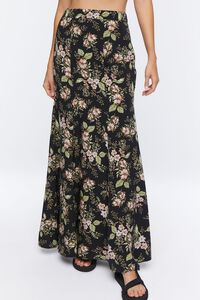 BLACK/MULTI Floral Print Crop Top & Skirt Set, image 5