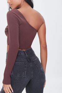 BROWN Ribbed One-Shoulder Sweater, image 3