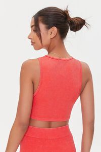 RED Ribbed Knit Cropped Tank Top, image 3
