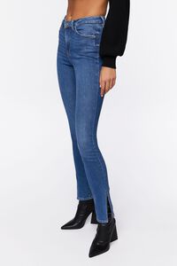 MEDIUM DENIM Split-Hem High-Rise Skinny Jeans, image 3