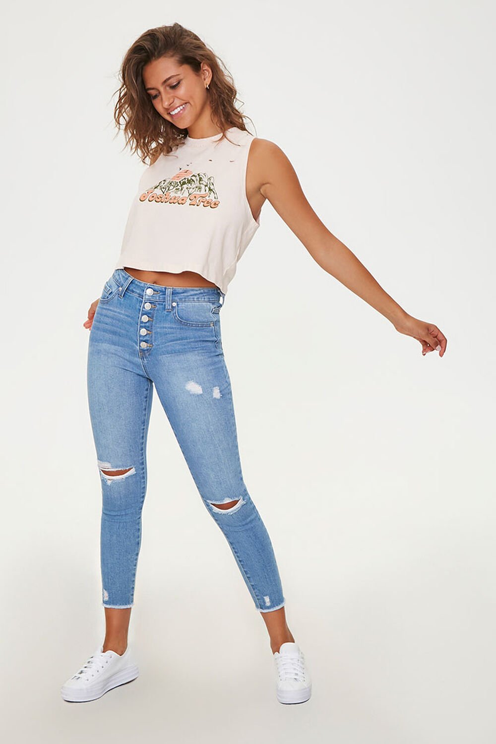 Distressed Skinny Ankle Jeans, image 1