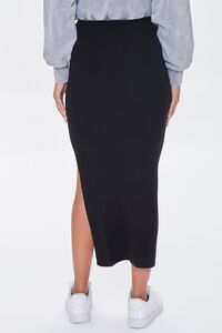 BLACK Ribbed Slit Midi Skirt, image 4