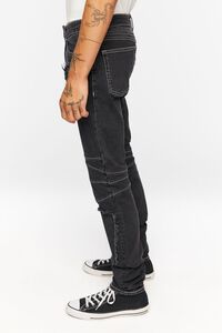 BLACK Distressed Zippered Skinny Jeans, image 3