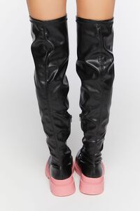 BLACK/PINK Colorblock Over-the-Knee Lug-Sole Boots, image 3