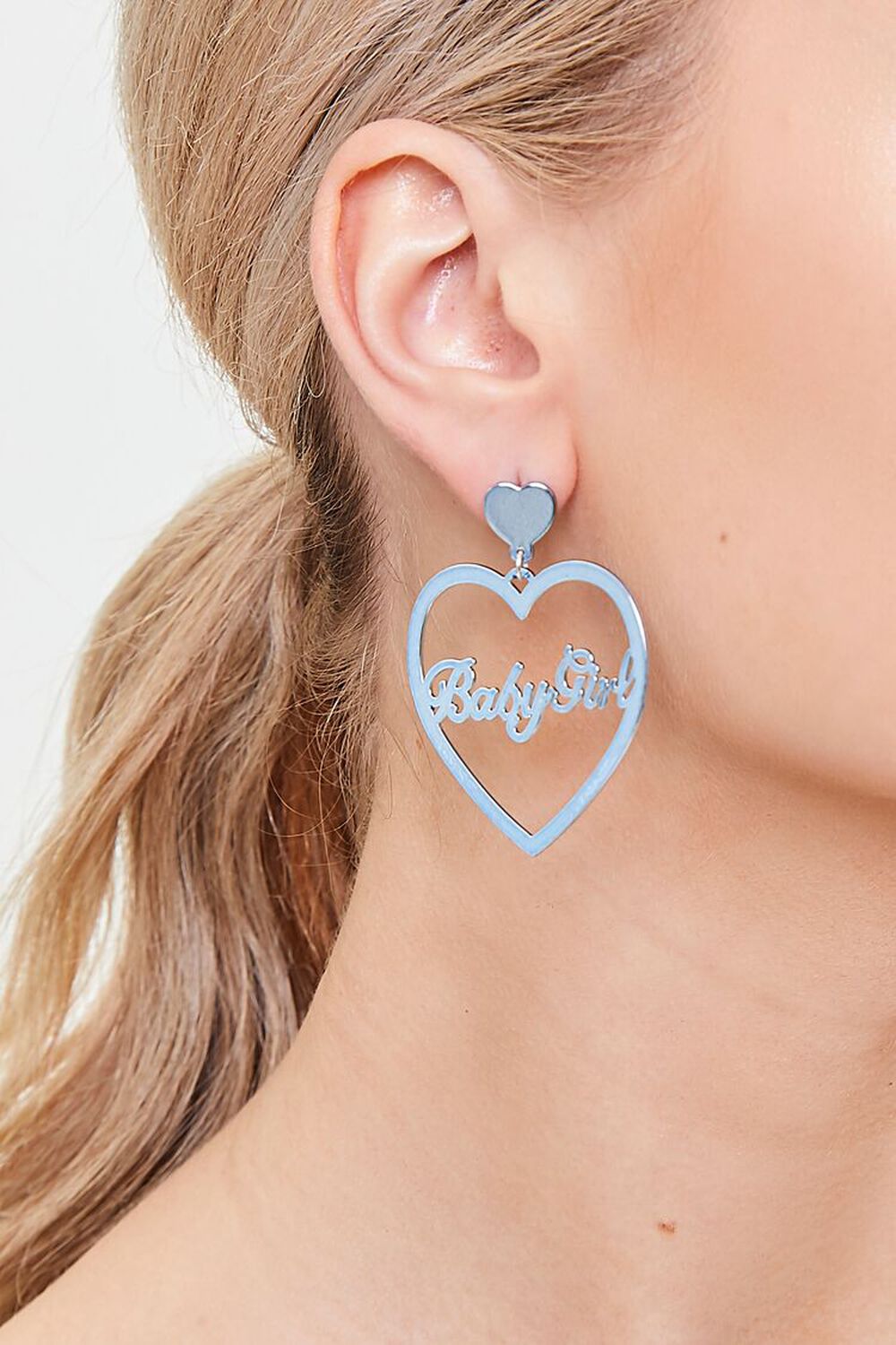 BLUE Baby Girl Cutout Heart Drop Earrings, image 1