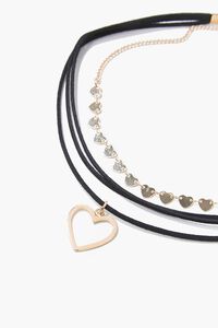 GOLD/BLACK Heart Choker Necklace Set, image 1