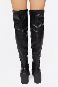 BLACK Faux Leather Over-Knee High Boots, image 3