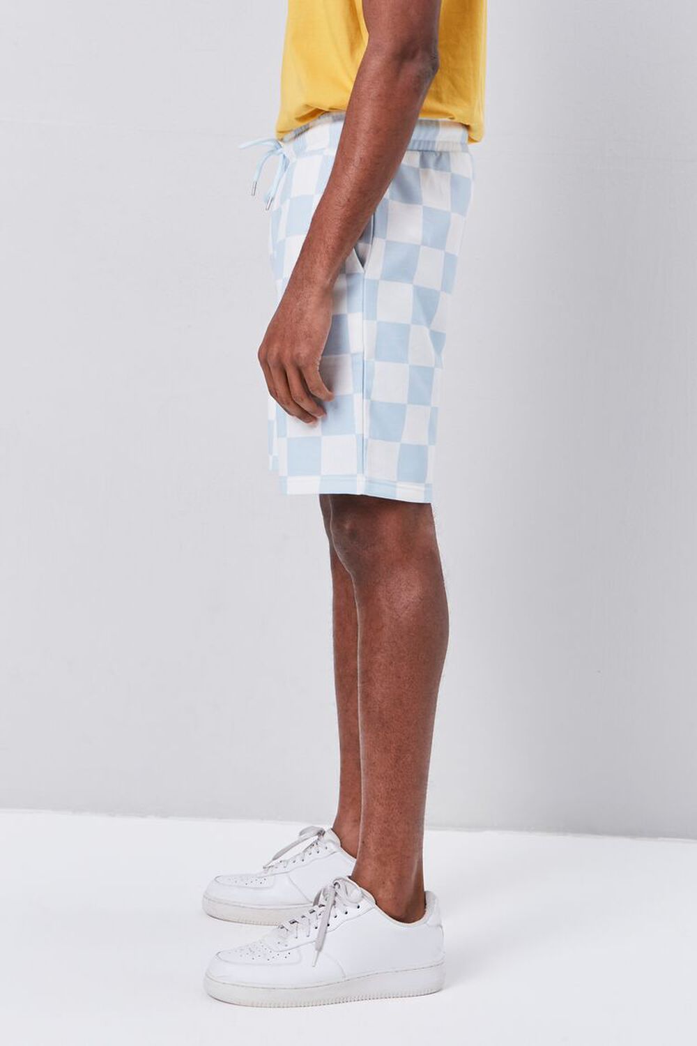 WHITE/BLUE Checkered Drawstring Shorts, image 3
