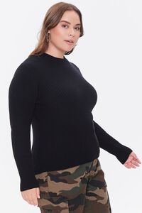 BLACK Plus Size Ribbed Crew Sweater, image 2