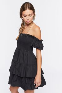 BLACK Ruffled Off-the-Shoulder Mini Dress, image 2