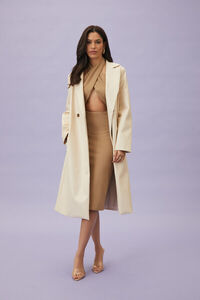 CREAM Faux Leather Double-Breasted Coat, image 2