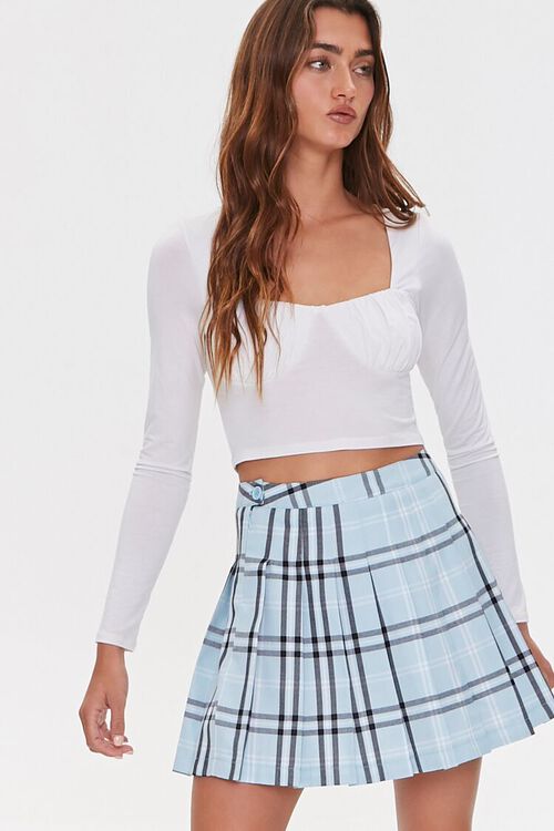 Pleated Plaid Mini Skirt, image 1