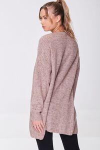 DARK BROWN Marled Open-Front Cardigan Sweater, image 3