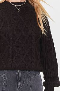 BLACK Cable Knit Drop-Sleeve Sweater, image 5