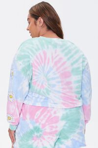 PINK/MULTI Plus Size Daisy Graphic Tie-Dye Pullover, image 3