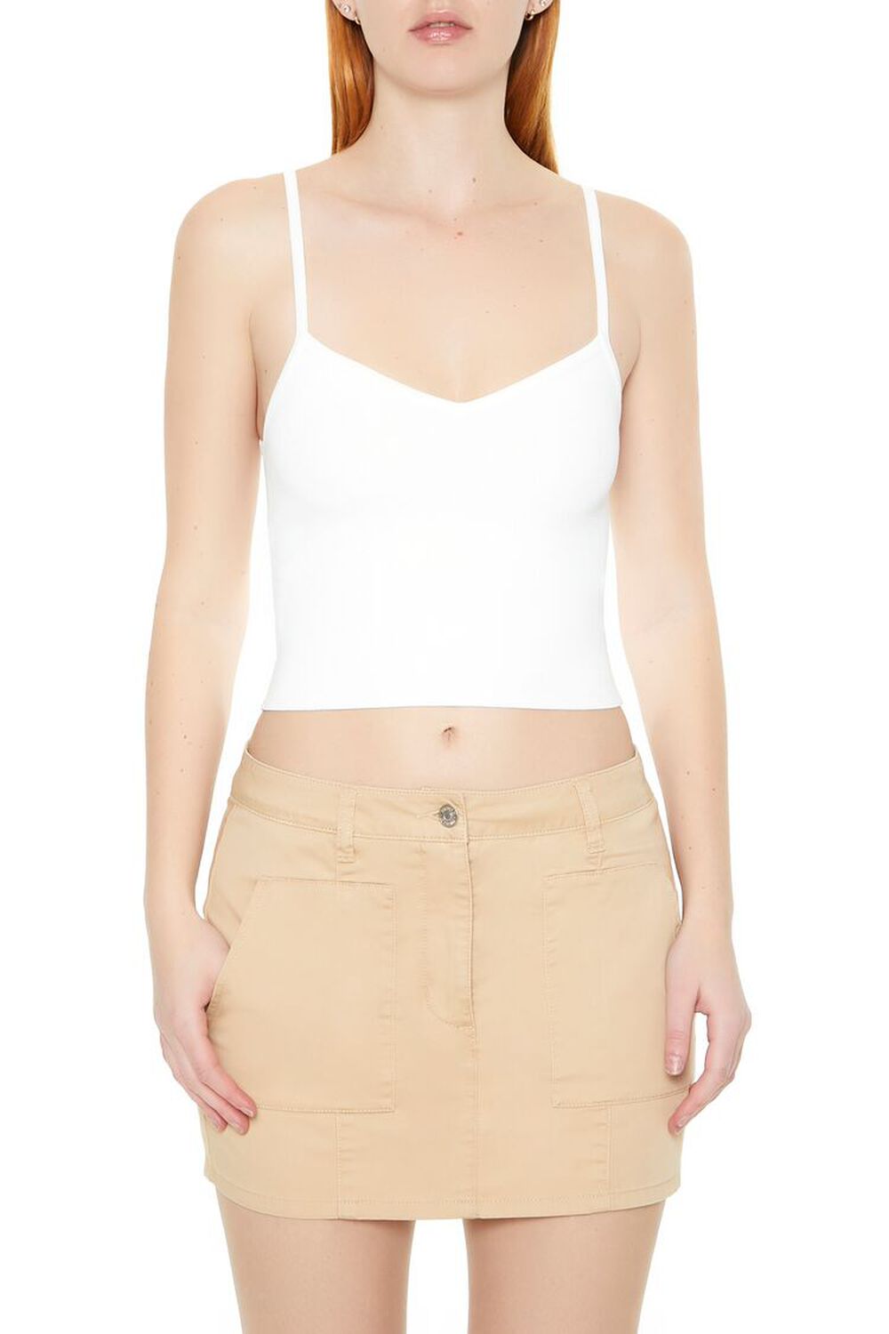 WHITE Sweater-Knit Cropped Cami, image 1