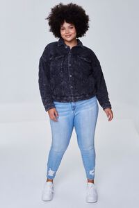 WASHED BLACK Plus Size Quilted Mineral Wash Jacket, image 4