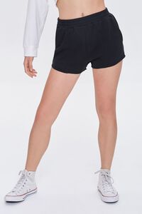 BLACK Seamed French Terry Shorts, image 2