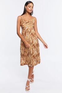 BROWN/MULTI Feather Print Midi Dress, image 4