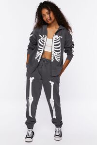 CHARCOAL/WHITE Skeleton Graphic Joggers, image 5