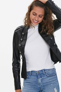 BLACK Faux Leather Bauble Jacket, image 1