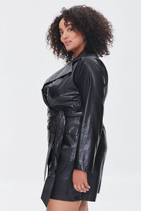 BLACK Plus Size Faux Leather Mini Dress, image 2
