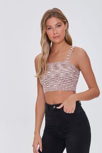 CREAM/BROWN Cropped Cami Sweater, image 1