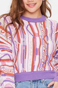 PURPLE/MULTI Textured Stripe Geo Sweater, image 5