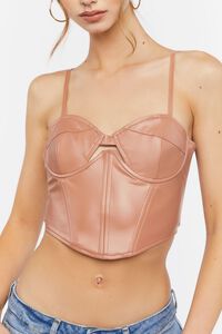 COCOA Faux Leather Cutout Bustier Top, image 5