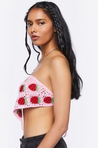 PINK/RED Strawberry Crochet Crop Top, image 2