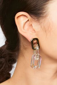 GOLD/CLEAR Upcycled Anchor Chain Drop Earrings, image 1