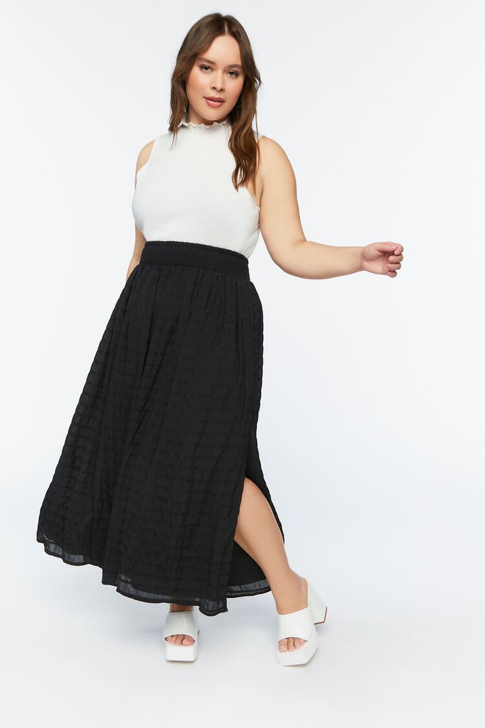 BLACK Plus Size A-Line Maxi Skirt, image 1