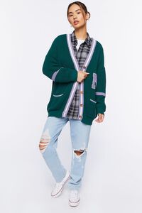 GREEN/MULTI Varsity-Striped Cardigan Sweater, image 4