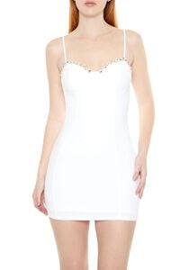 WHITE Faux Gem Bustier Mini Dress, image 4
