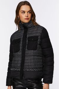 BLACK/CREAM Tweed Puffer Jacket, image 4