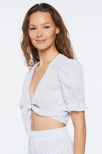 WHITE/MULTI Pinstriped Tie-Front Crop Top, image 2