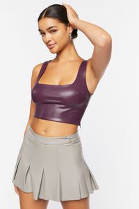 PLUM Faux Leather Cropped Tank Top, image 1