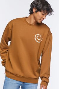 TAN/MULTI Organically Grown Cotton Graphic Crew Pullover, image 2