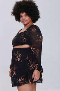 BLACK/MULTI Plus Size Floral Print Mini Dress, image 2