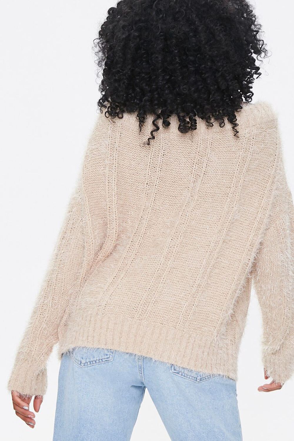 TAUPE Fuzzy Boat Neck Sweater, image 3